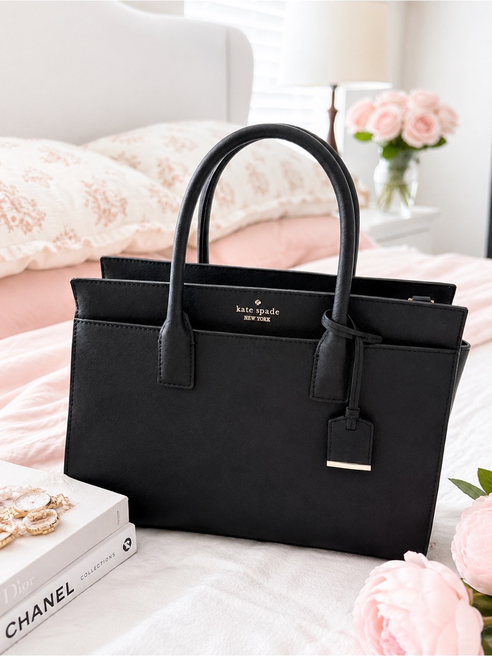 Kate Spade Cameron Street Candace Black Leather Satchel Handbag